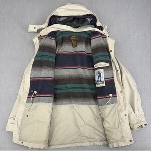Eddie Bauer Jacket Mens XL Tan Mountain Parka Wool Lined Hood Utility Barn Coat